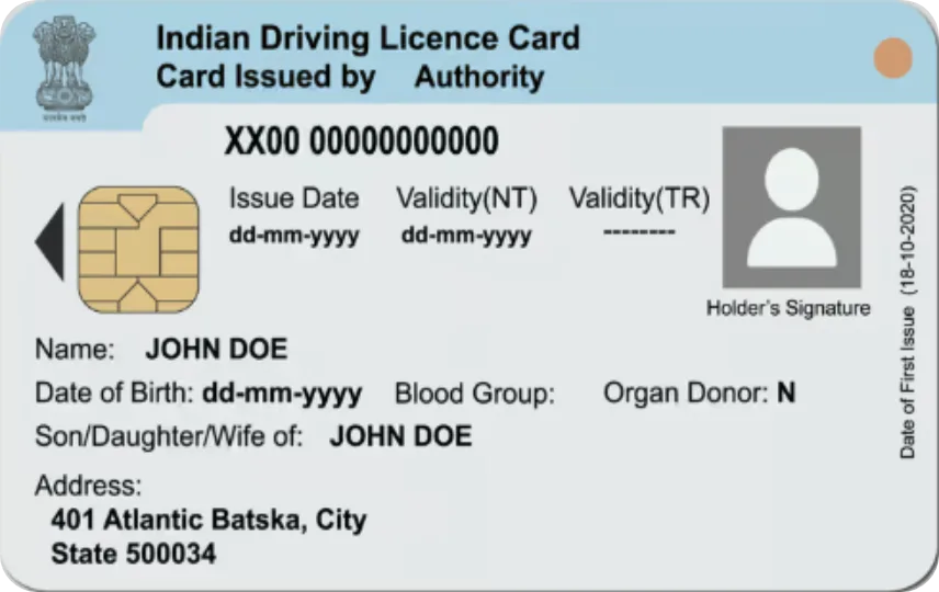 Driving Licence PVC card design